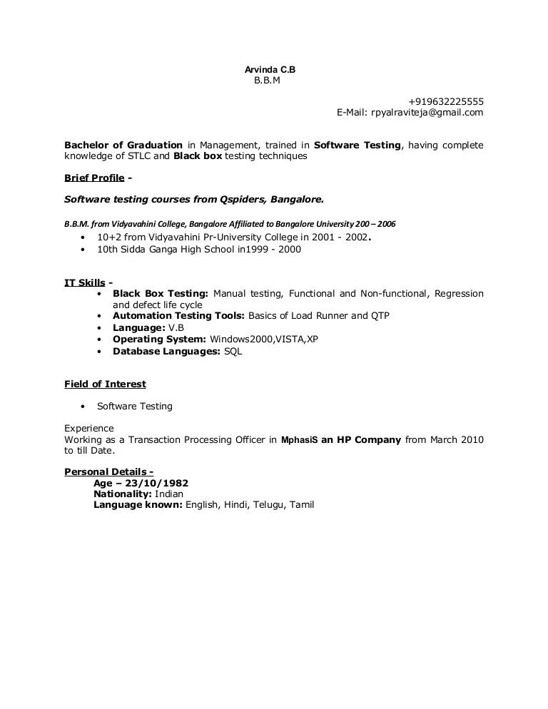 Fresher testingresumetemplate