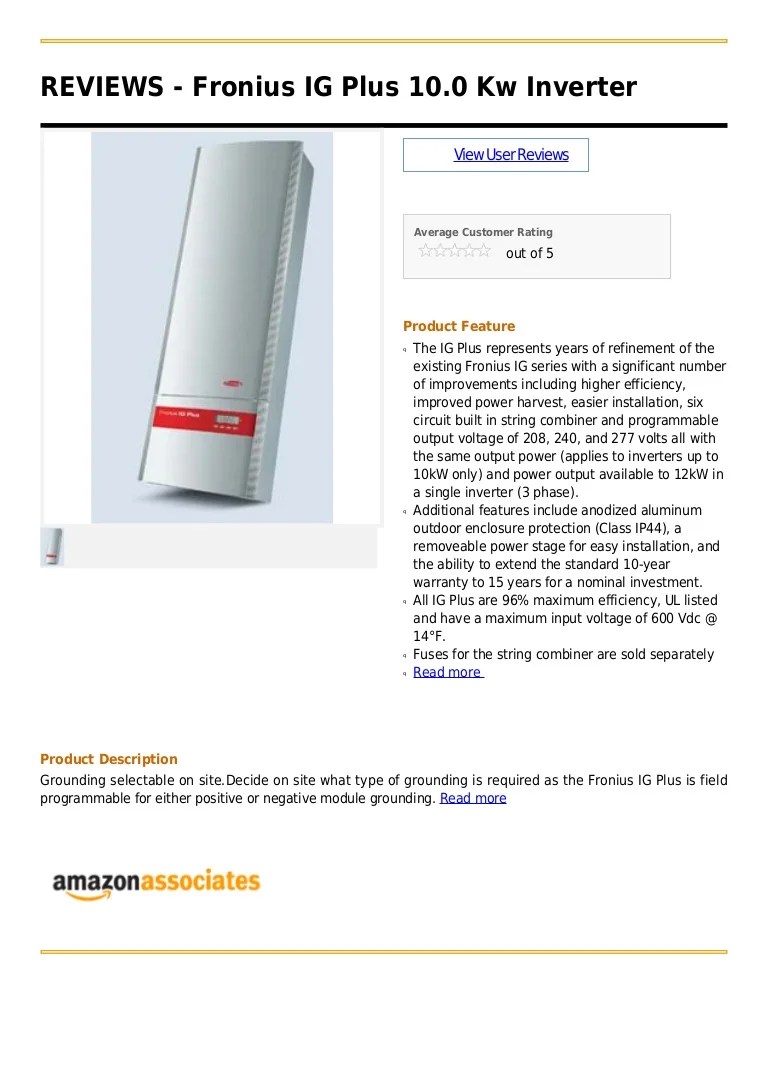 Fronius ig plus 10.0 kw inverter