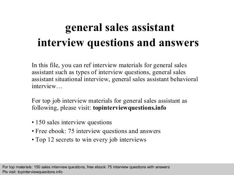 General sales assistant interview questions and answers