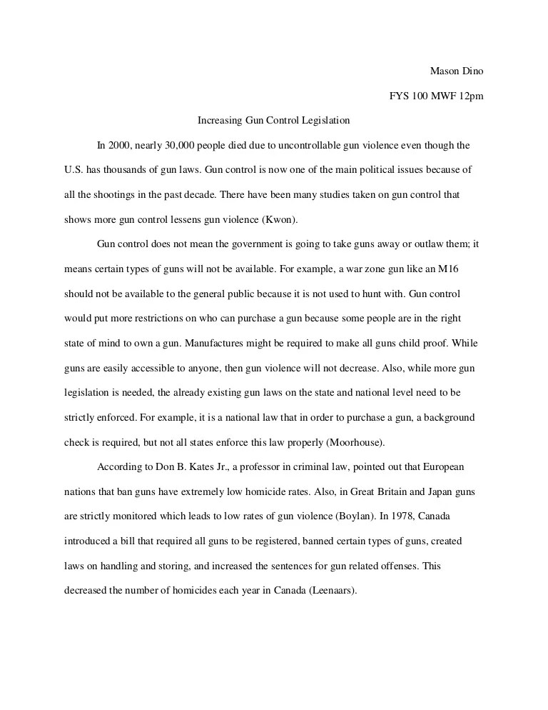 Gun control essay