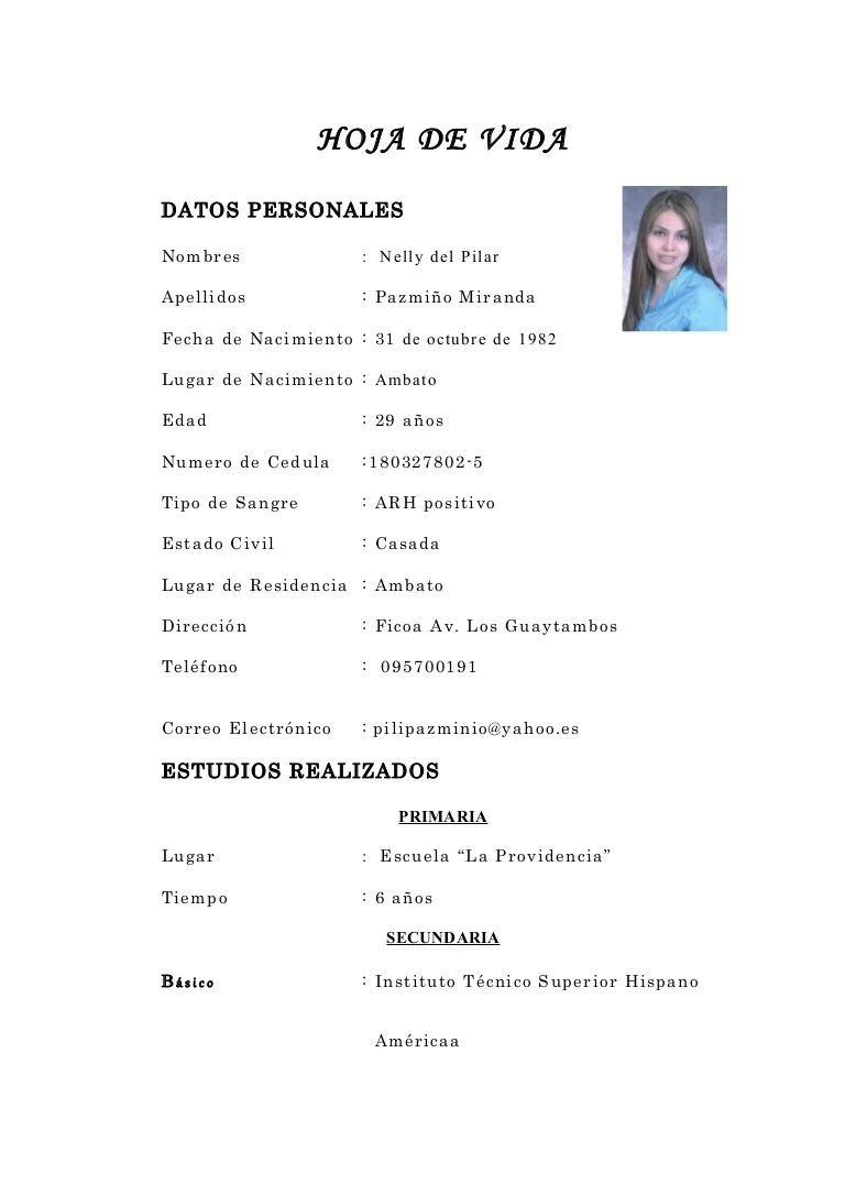 Hoja de vida