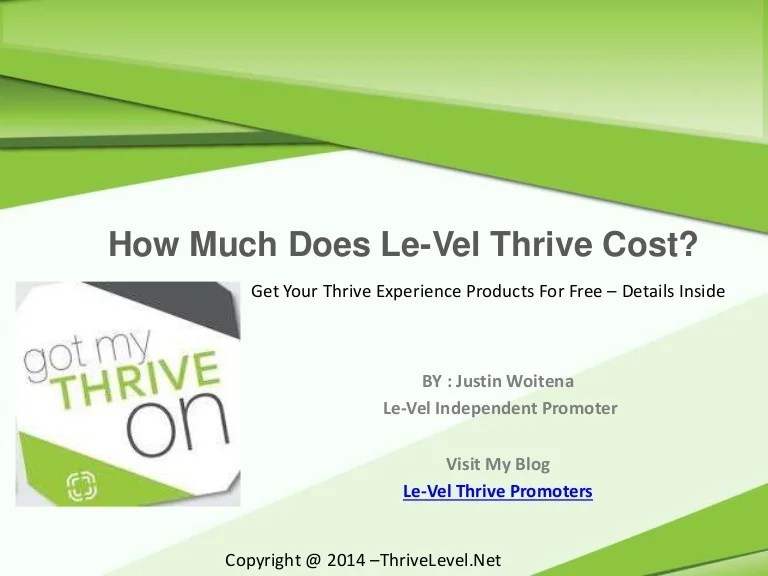 How Much Does LeVel Thrive Cost Get Your's For FREE!!