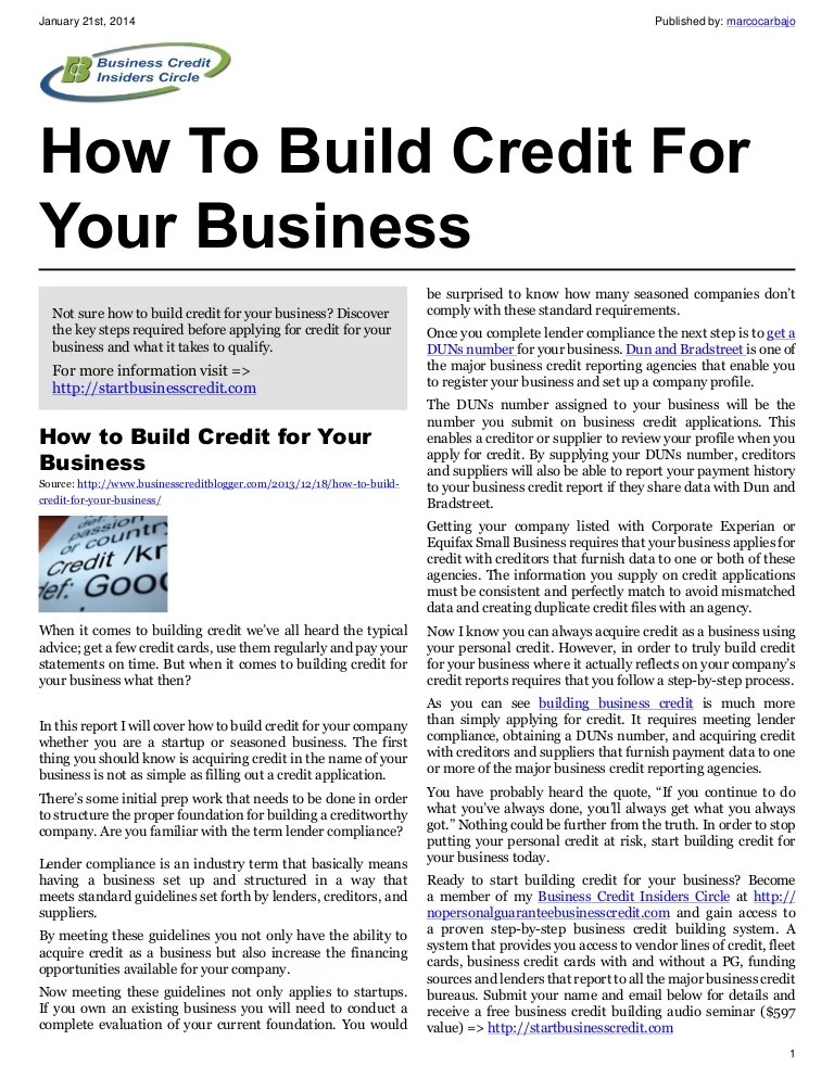 How To Build Credit For Your Business