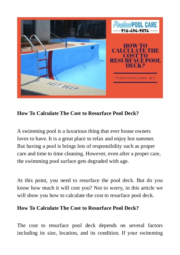 How to calculate the cost to resurface pool deck?