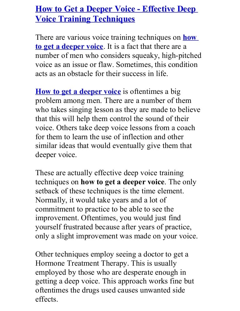 How to get a deeper voice effective deep voice training techniques