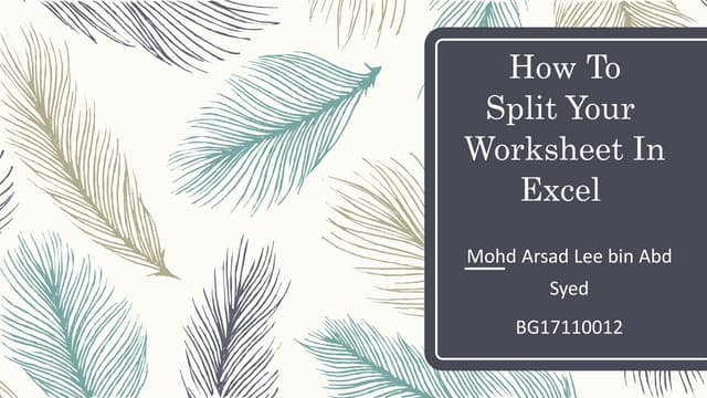 How to split your worksheet in excel