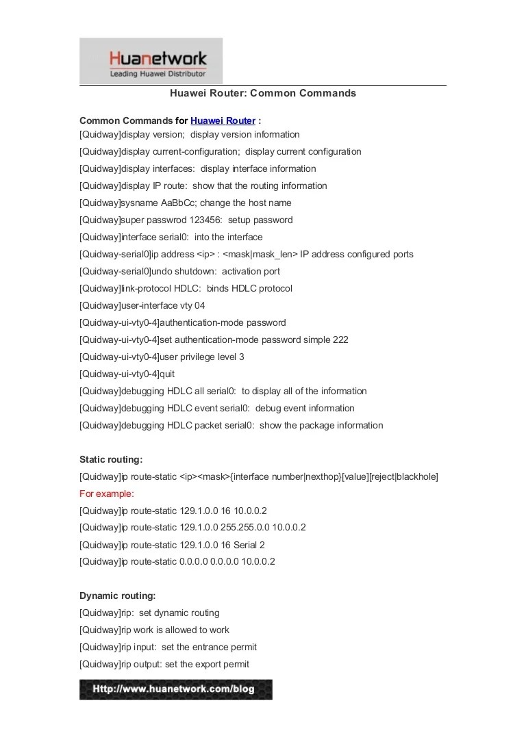 Huawei router common commands