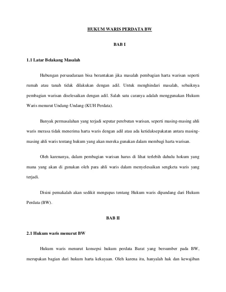 Hukum Waris Perdata BW