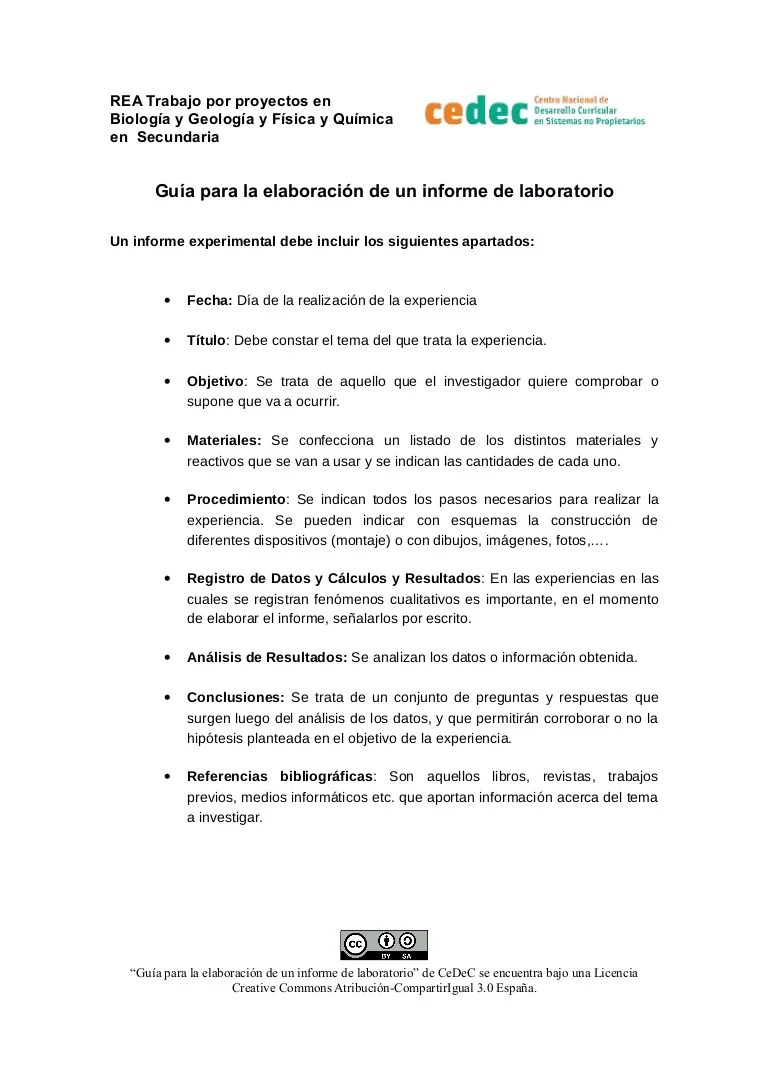Guía para la elaboración de un informe de laboratorio
