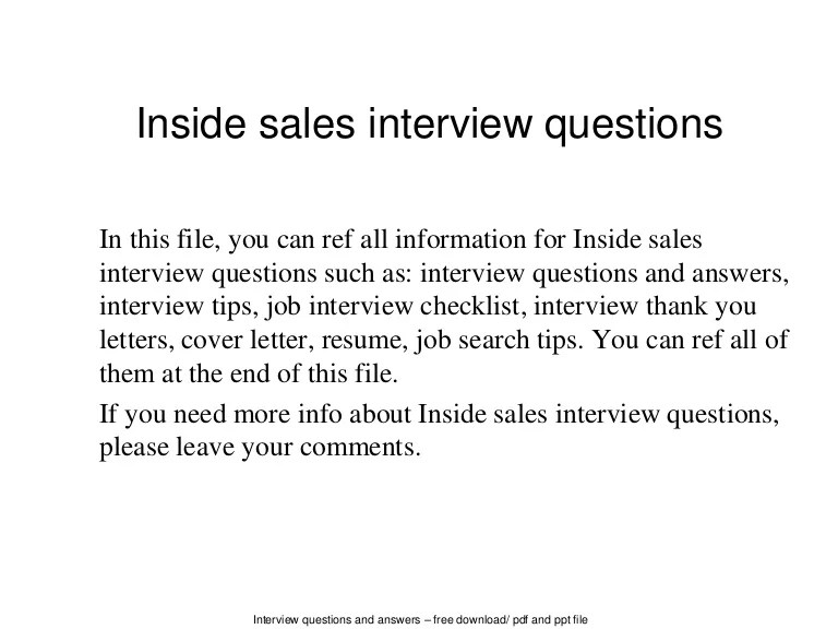 Inside sales interview questions
