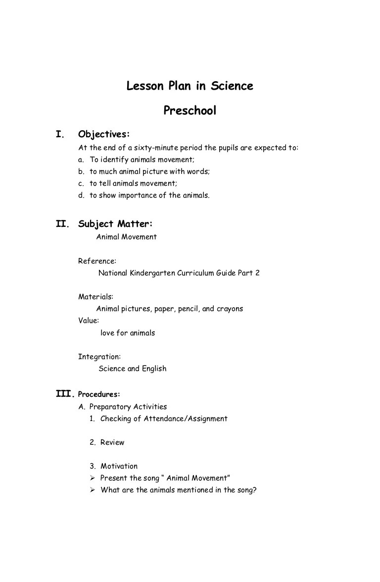 Integrated lesson plan in science