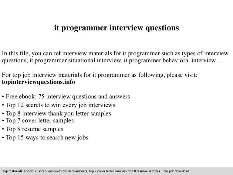 It programmer interview questions