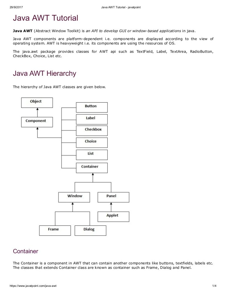 Java awt tutorial javatpoint