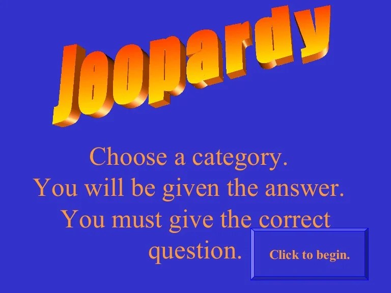 Jeopardy Library Fifth Grade