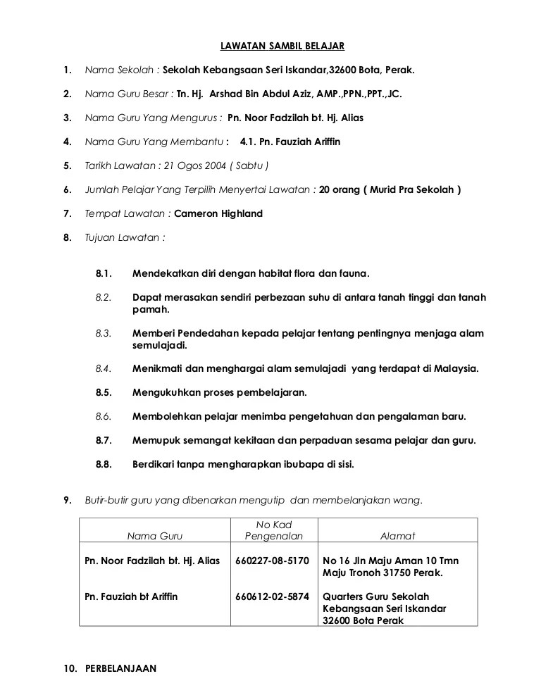 Surat Permohonan Lawatan Ke Kilang Contoh surat Permohonan