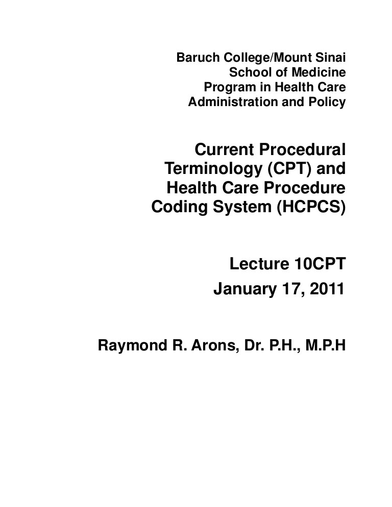CPT and HCPCS Coding