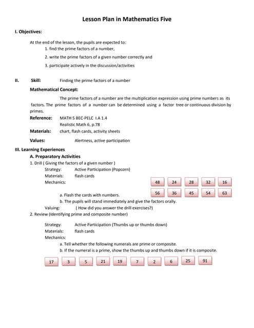 Detailed lesson plan in elementary algebra