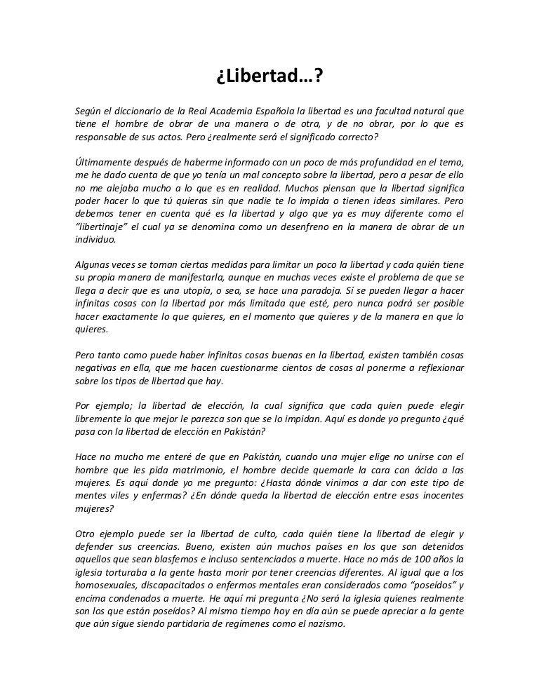 Libertad; ensayo