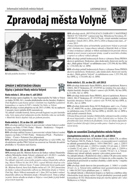 Zpravodaj Mesta Volyne Brezen 2015
