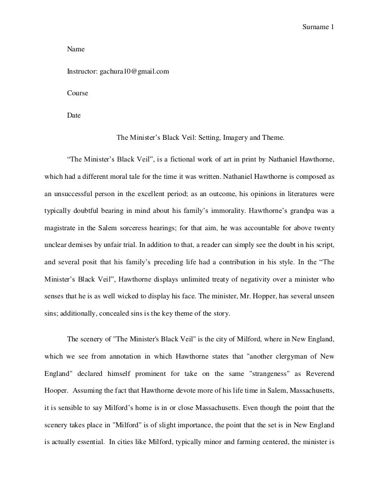 Themes In The Ministers Black Veil By Nathaniel Hawthorne
