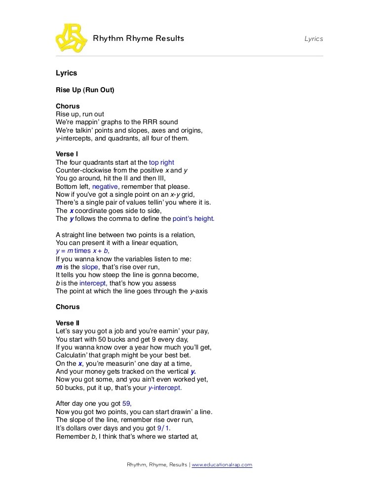Lyrics riseuprunout
