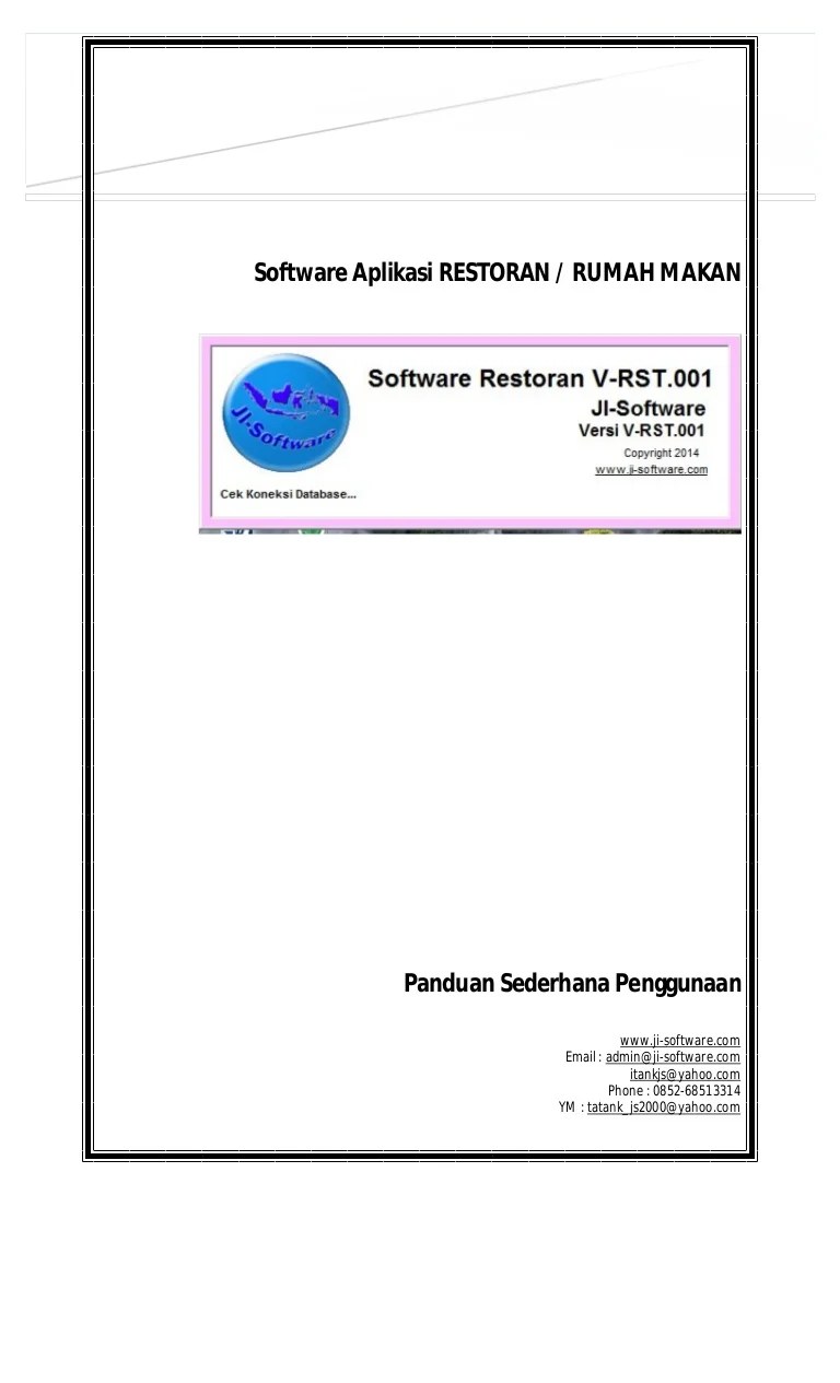 Manual book Software aplikasi restoran / rumah makan