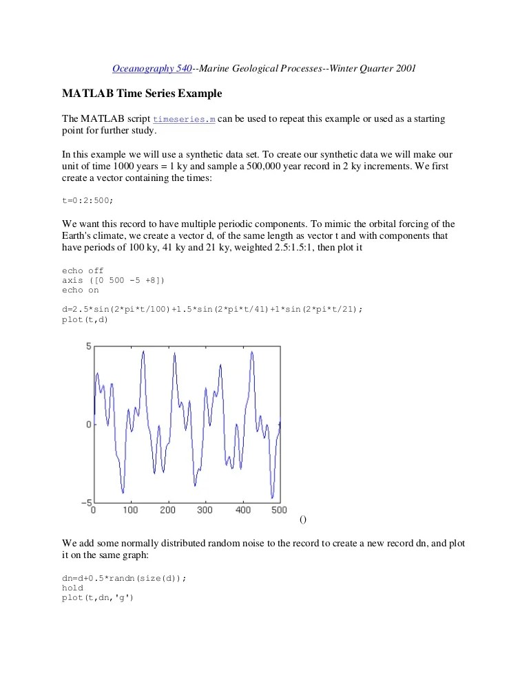 Matlab time series example