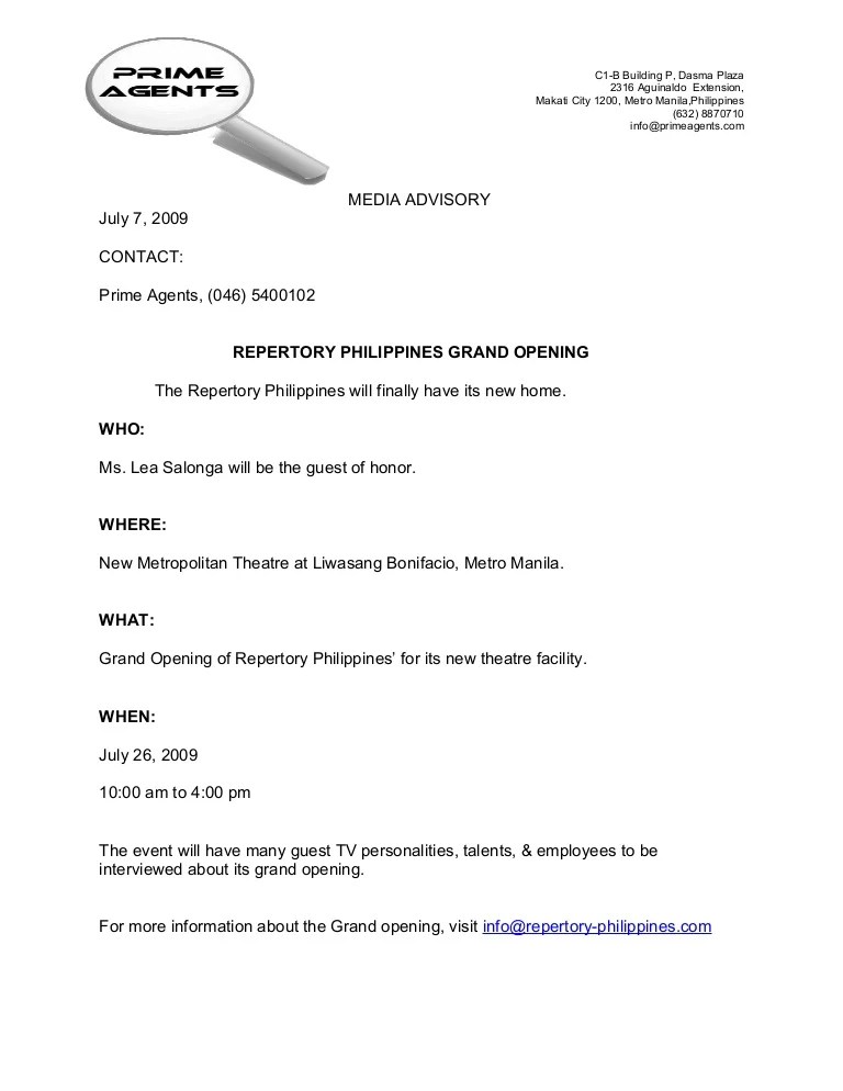 Media Advisory