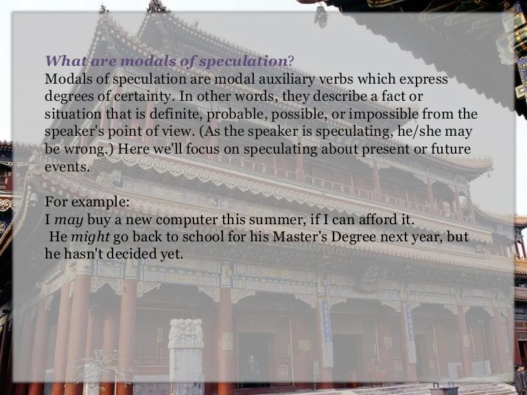 Modals of speculation