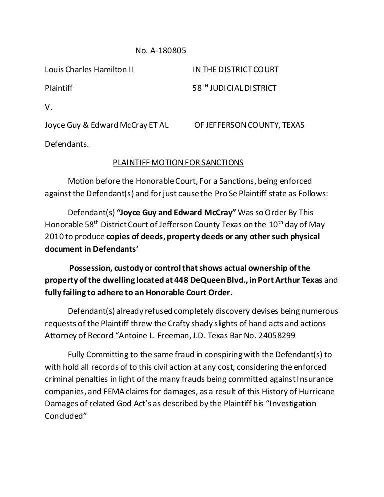 Motion for sanctions