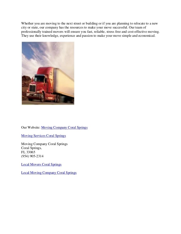 Moving company coral springs