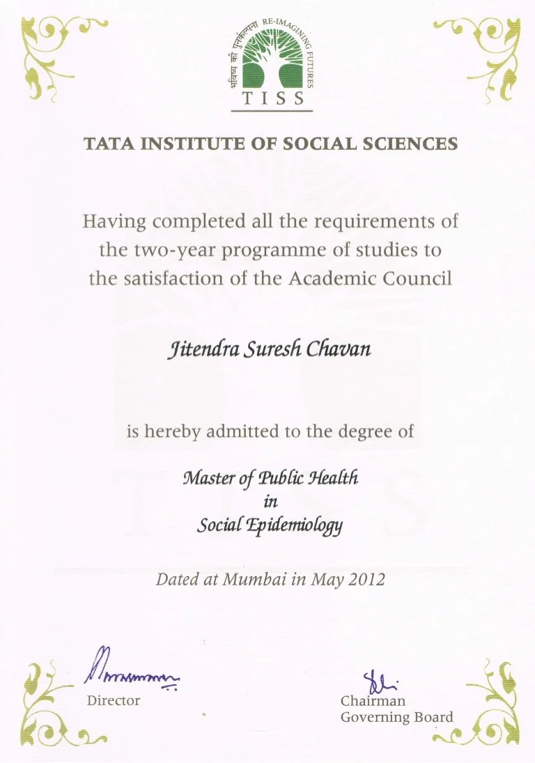 MPH Degree Certificate