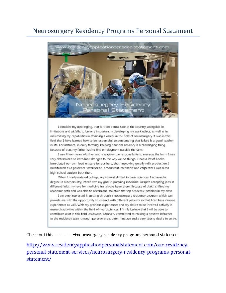 Neurosurgery Residency Programs Personal Statement