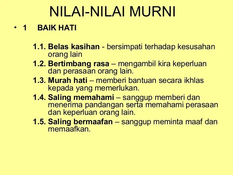 Contoh Nilai Nilai Murni NilaiNilai Moral dan Contoh/Huraian / Nilai