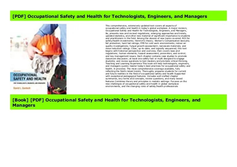 [PDF] Occupational Safety and Health for Technologists, Engineers, an…