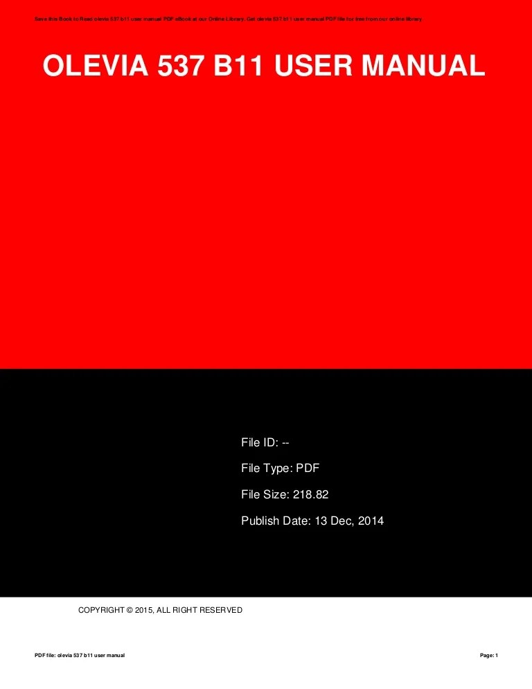 Olevia 537 b11 user manual