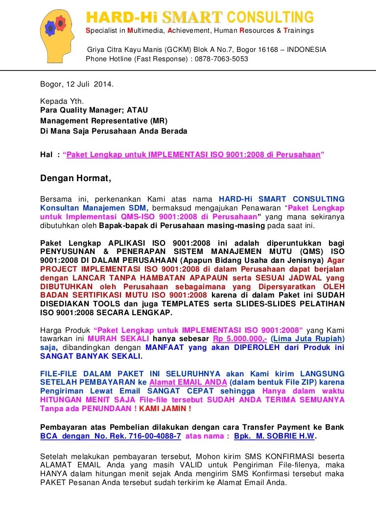 Contoh Lengkap Manual Mutu ISO 9001 Perusahaan
