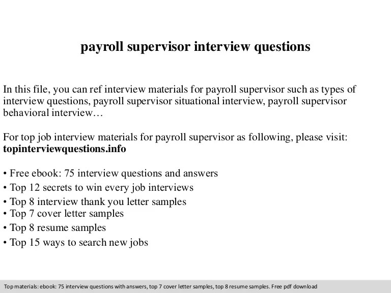 Payroll supervisor interview questions