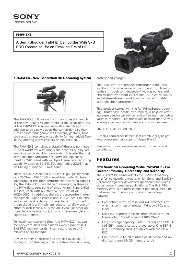 Sony PMWEX3 Guide