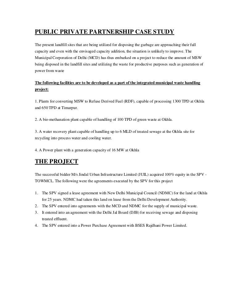 Public private Partnership case study