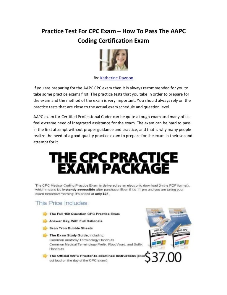 Practice Test For CPC Exam How To Pass The AAPC Coding Certificatio…