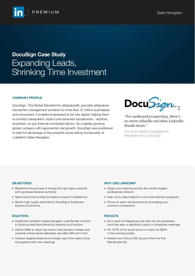 DocuSign LinkedIn Premium Sales Navigator Case Study
