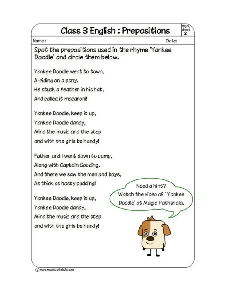 Preposition songpdfe