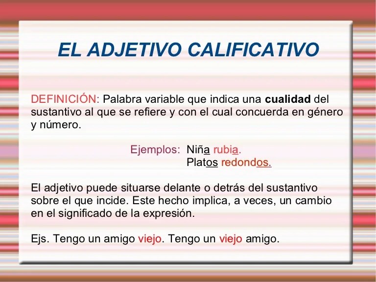 Presentación power point el adjetivo 1º eso