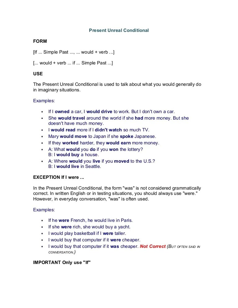 Present Unreal Conditional