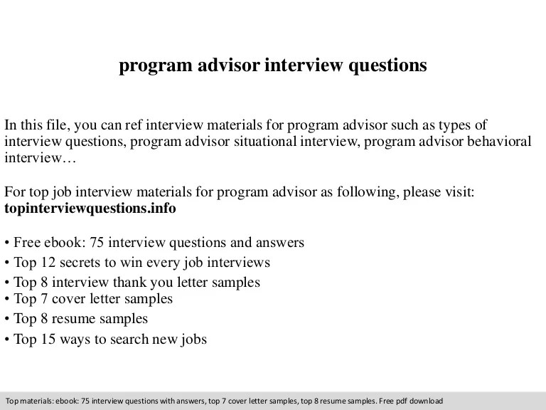 Program advisor interview questions