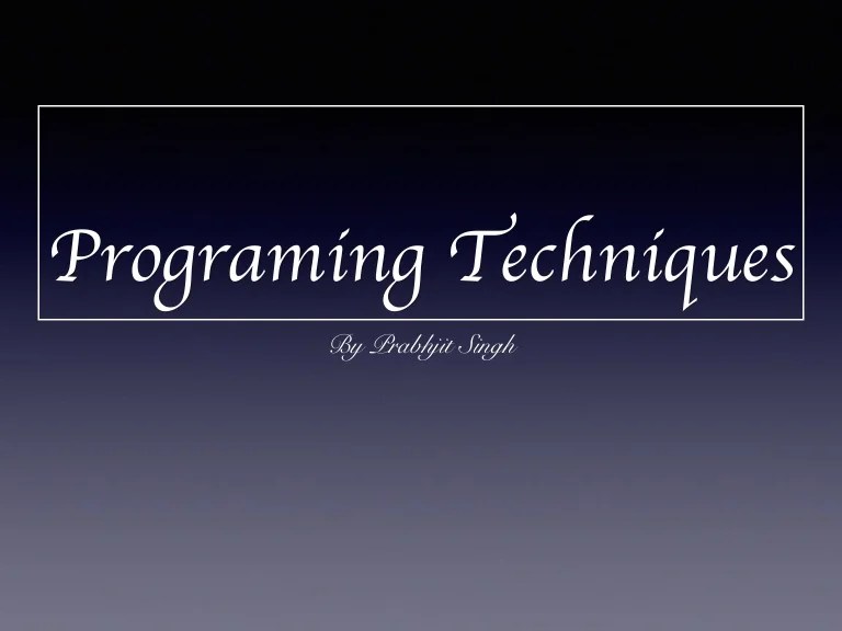 Programming techniques