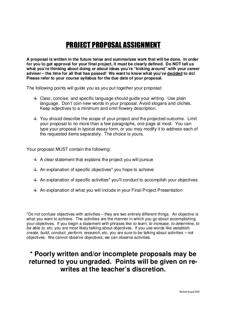 Project proposal assignment