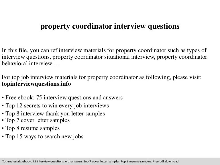 Property coordinator interview questions