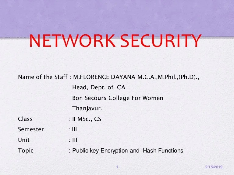 Public Key Encryption & Hash functions